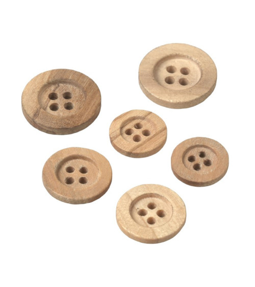 Large edged wooden button 4 holes