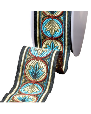 Louis-Jacquard-Zopf, 45 mm, Türkis, Meterware