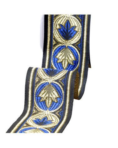 Louis-Jacquard-Zopf, 45 mm, Königsblau, Meterware