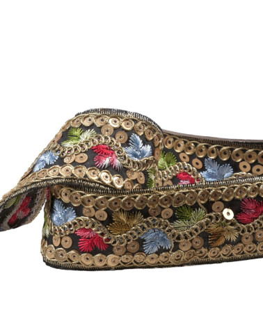 10m spool of ethnic embroidered braid 35mm black