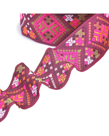 Plum diamond jacquard braid per meter