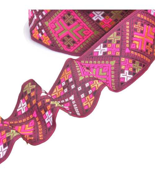 Plum diamond jacquard braid per meter