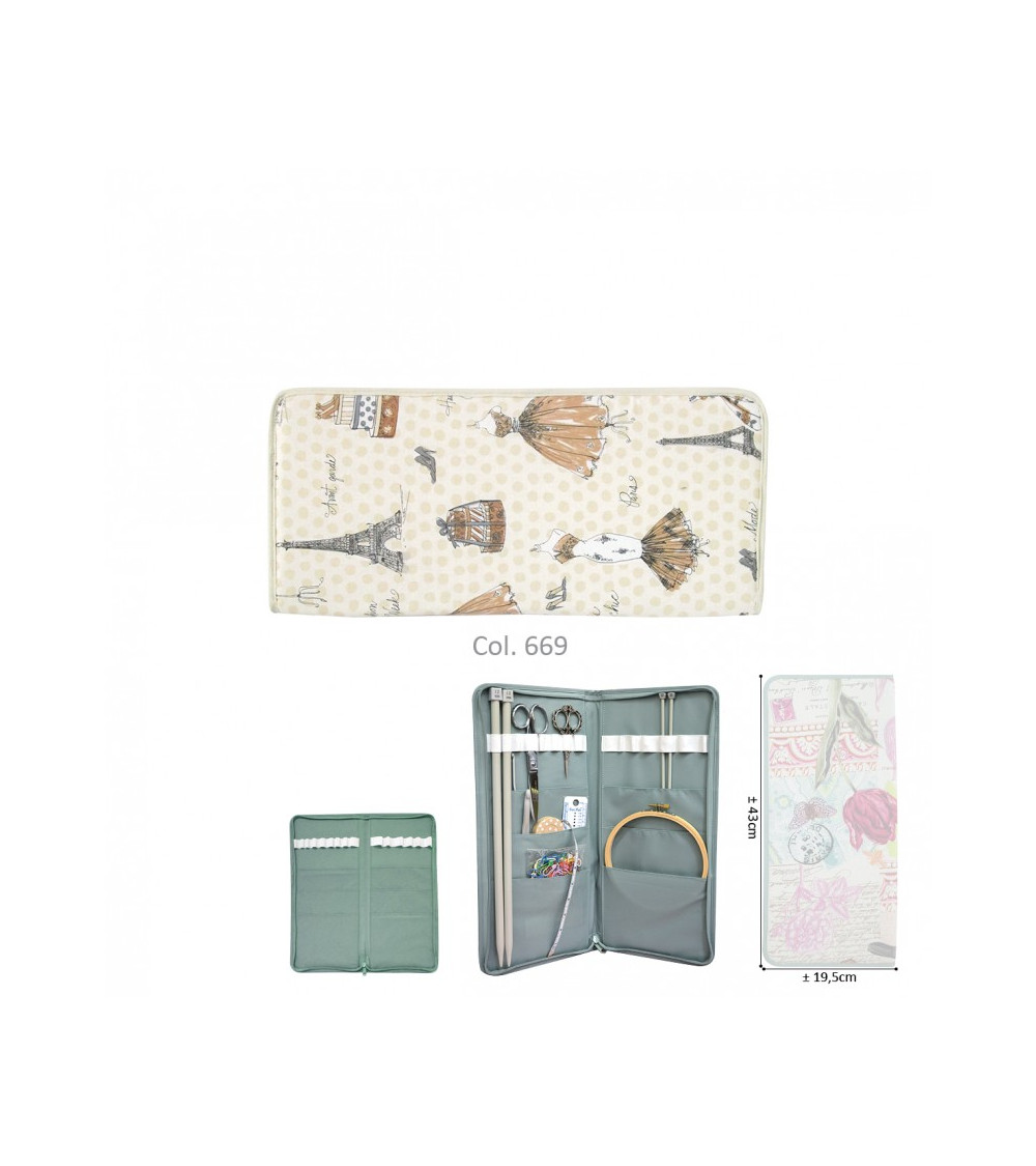 Knitting needle holder 43cmx20cm romantic dress
