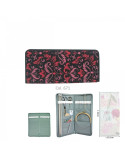 Knitting needle pouch 43cmx20cm red and pink flowers