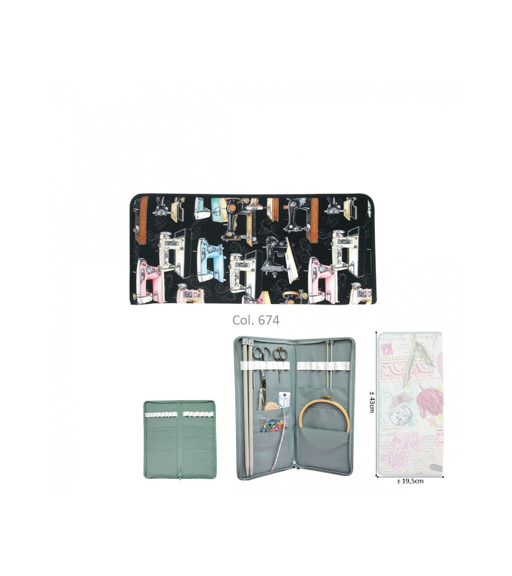 Knitting needle holder 43cmx20cm sewing machine black background