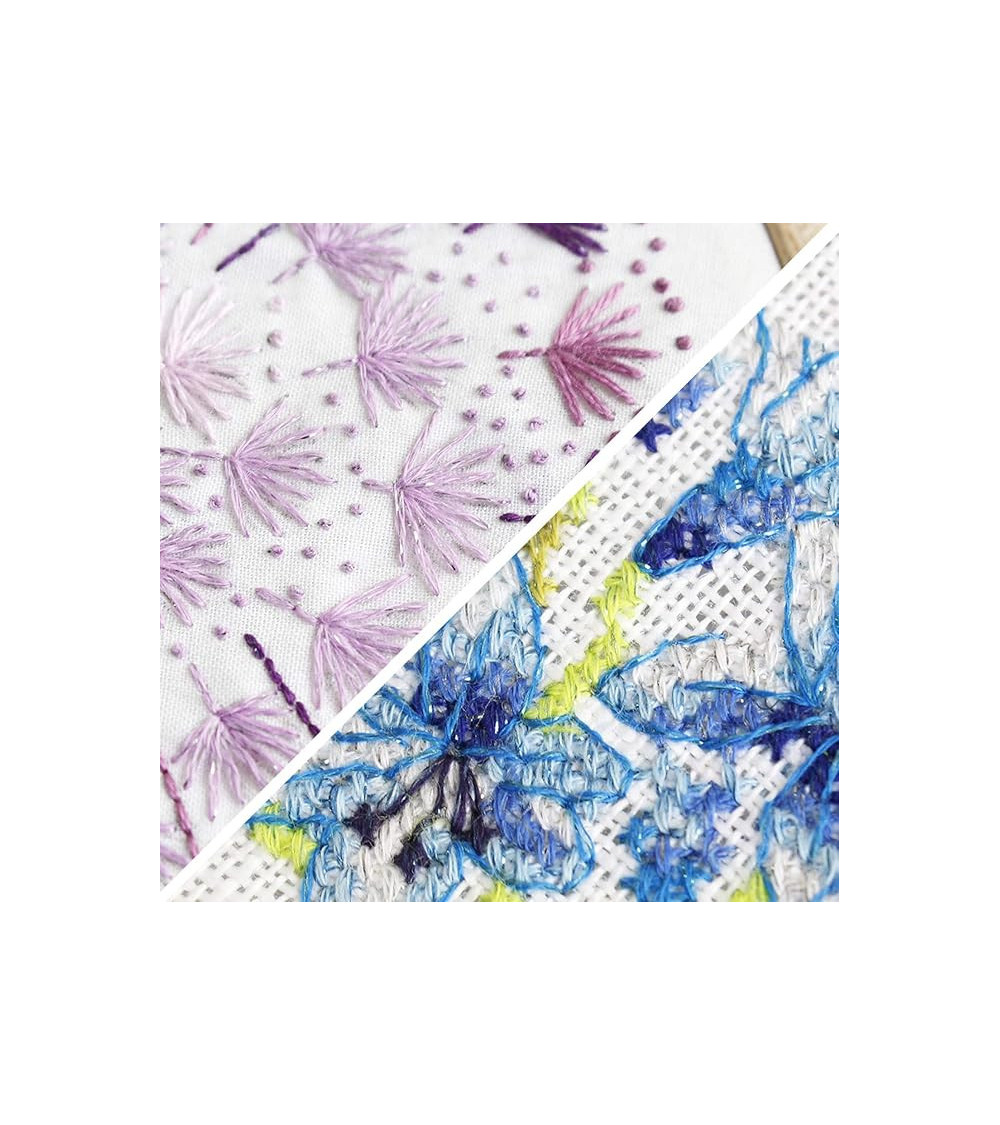 Kit Ricamo Per Principianti - 3 Schemi Fiori, Mezzo Punto Croce, Tessuto Stampato, Accessori Inclusi - Foto 4