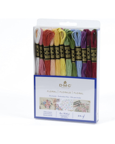 DMC - Mouliné Spécial thread assortment - Floral color, 100% cotton - 24 skeins of 4 meters