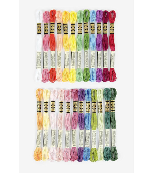 DMC - Mouliné Spécial thread assortment - Floral color, 100% cotton - 24 skeins of 4 meters