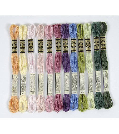DMC - Mouliné Spécial thread assortment - Floral color, 100% cotton - 24 skeins of 4 meters