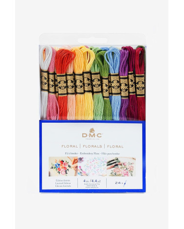 DMC - Mouliné Spécial thread assortment - Floral color, 100% cotton - 24 skeins of 4 meters