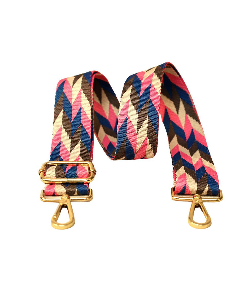 Geometric pattern strap shoulder strap 40x140cm pink and blue