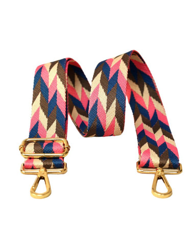 Geometric pattern strap shoulder strap 40x140cm pink and blue