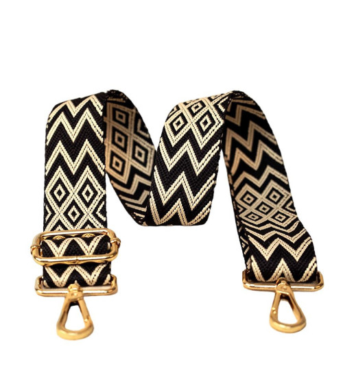 Shoulder strap strap geometric patterns 40x140cm black