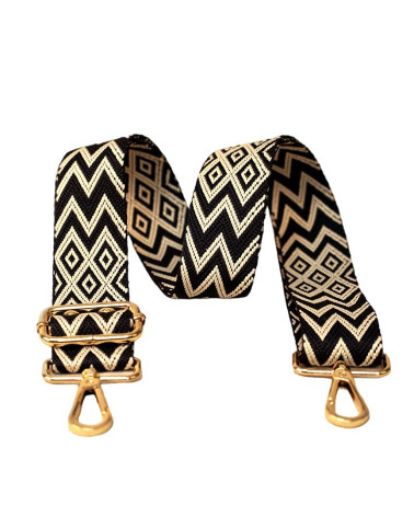 Geometric pattern strap shoulder strap 40x140cm black