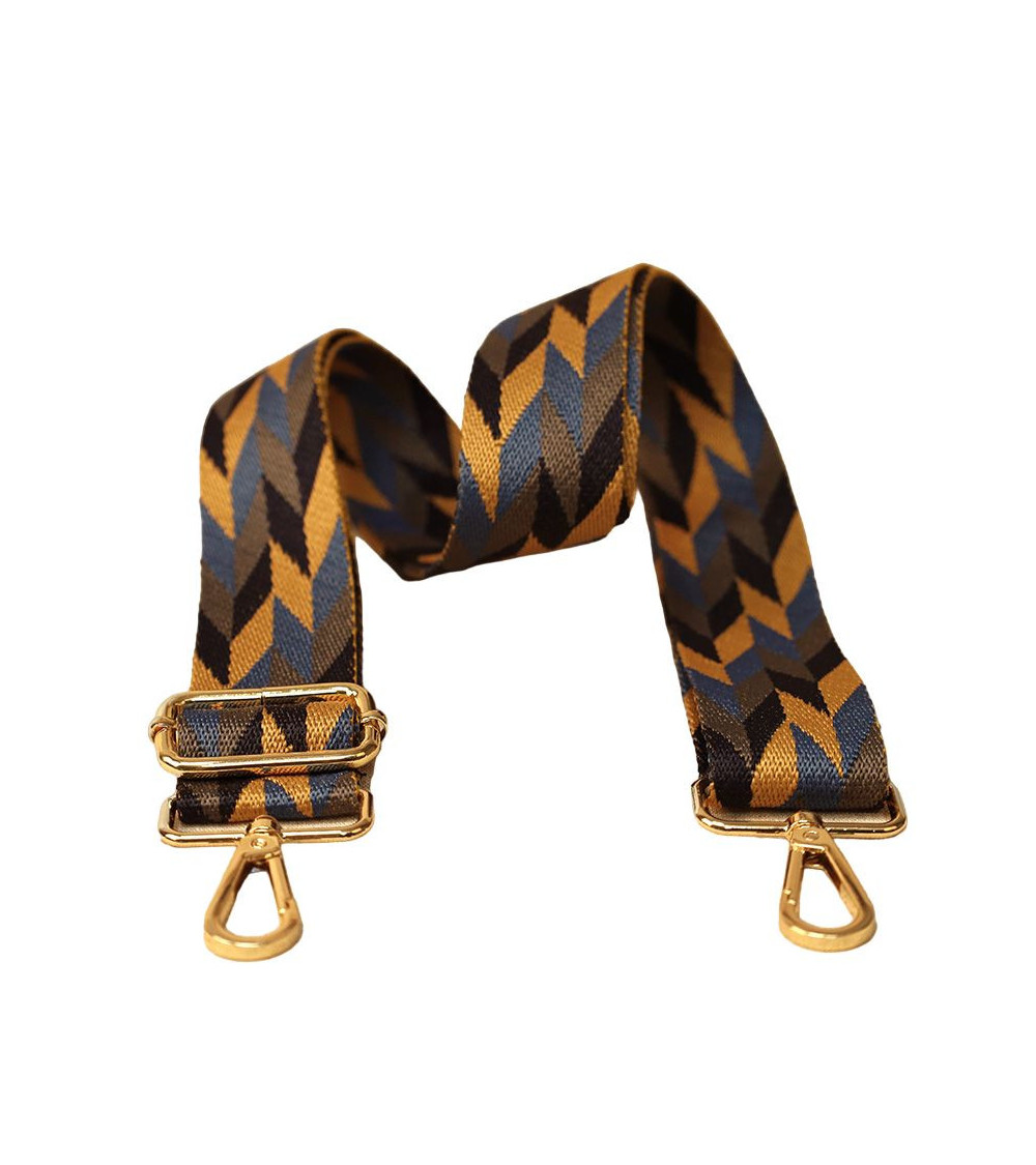 Geometric pattern strap shoulder strap 40x140cm blue