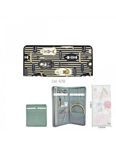 Knitting needle holder 43cmx20cm mannequins and stripes