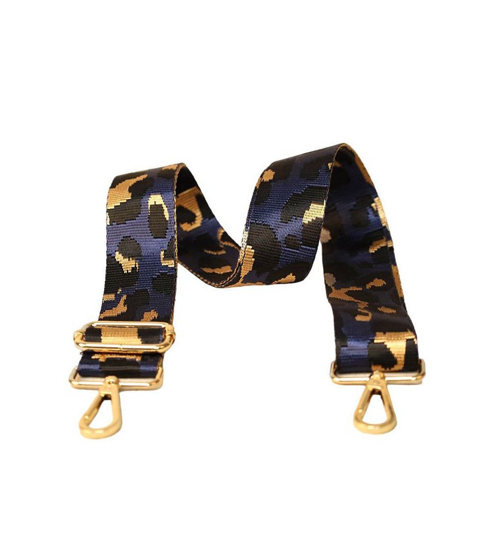 Tracolla con cinturino leopardato 40x140 cm blu e oro