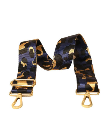 Tracolla con cinturino leopardato 40x140 cm blu e oro