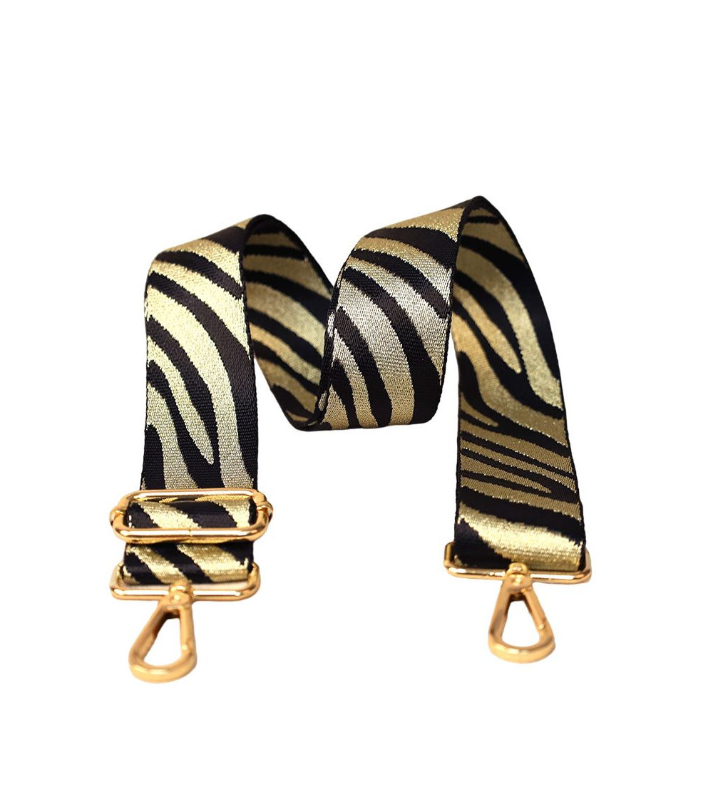 Shiny thread strap shoulder strap 40x140cm black white