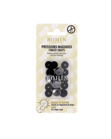 Metal snap fasteners without pliers 14mm Bohin dark gray