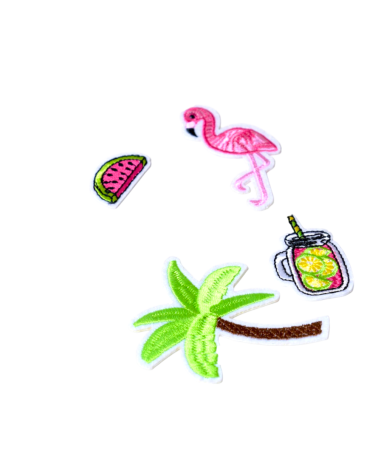 Set of 4 tropical vacation theme iron-on patches