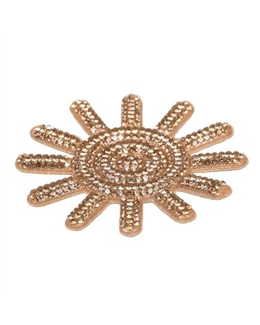 Motif soleils perles thermocollant 65mm or