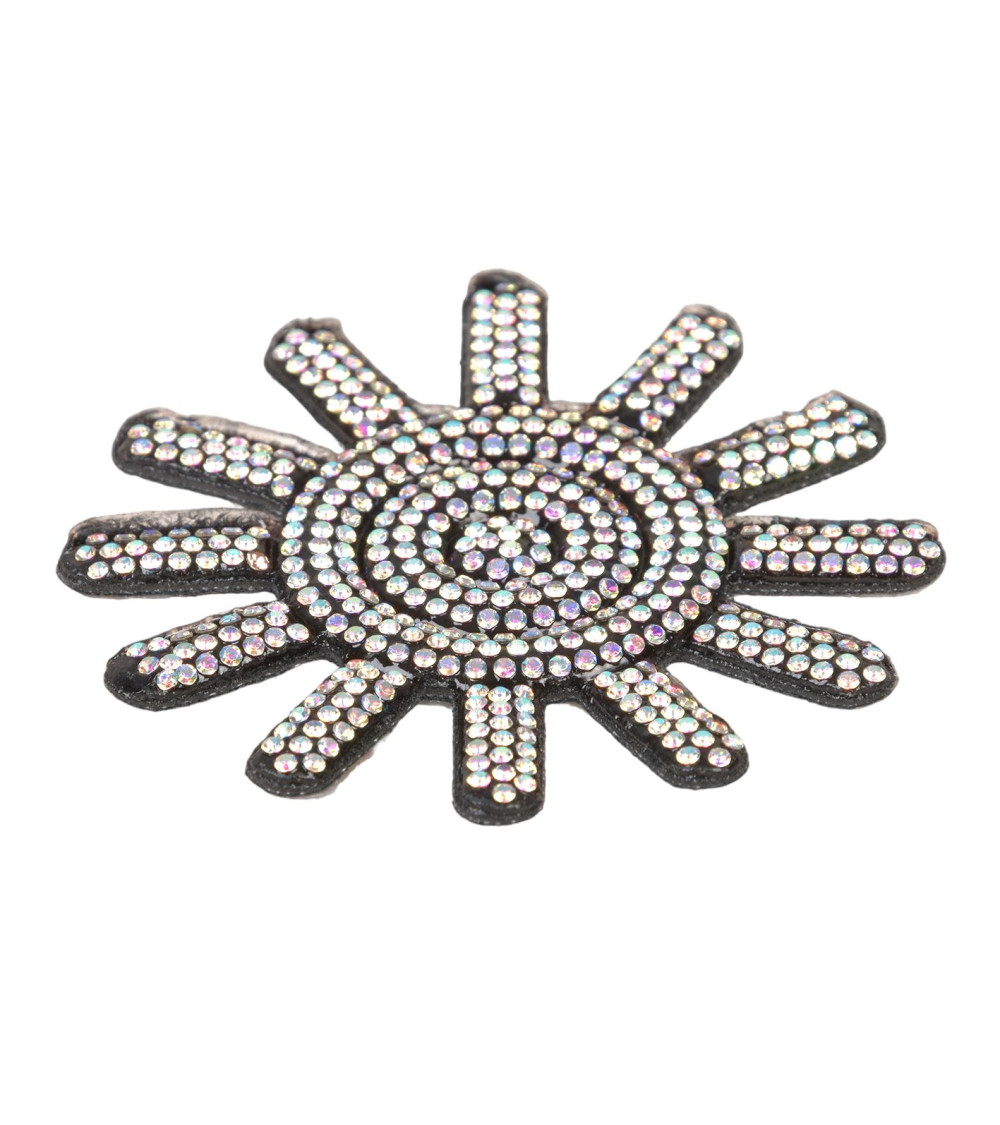 Sun pattern iron-on beads 65mm black