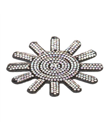 Motif soleils perles thermocollant 65mm noir