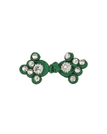 Brandebourg textile strass 75mm vert sapin
