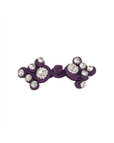 Brandebourg textile strass 75mm violet lilas