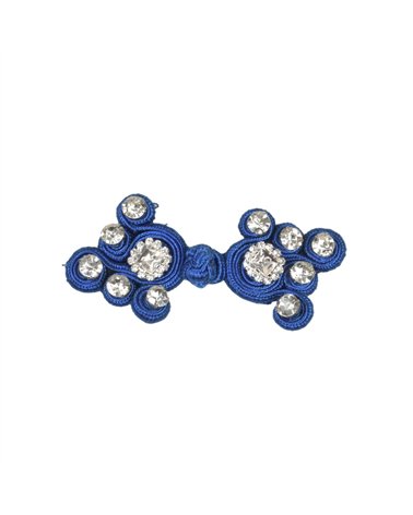 Brandebourg textile strass 75mm bleu marine