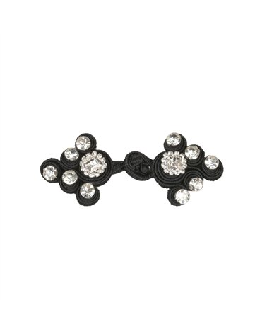 Brandebourg textile strass 75mm noir