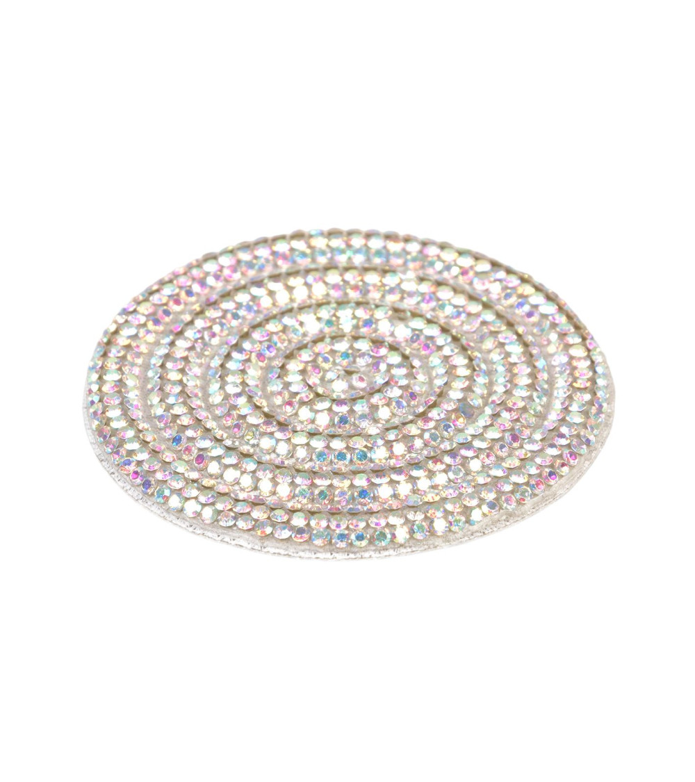 Set di 3 modelli termoadesivi di cerchi con perline da 60 mm color argento