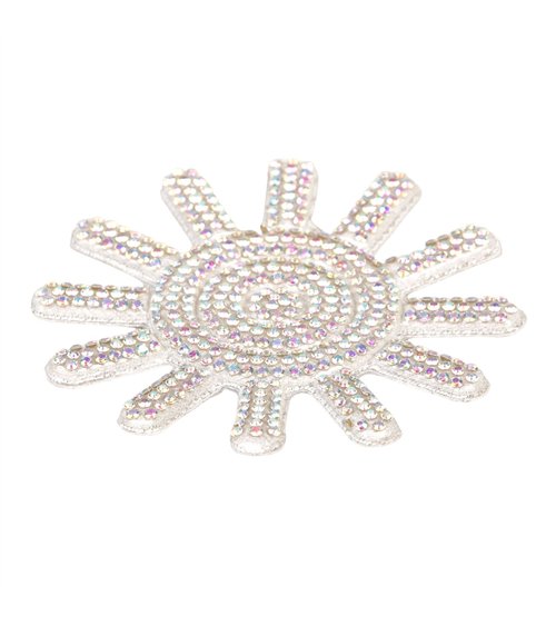 Lot de 3 motifs soleils perles thermocollant 65mm argent
