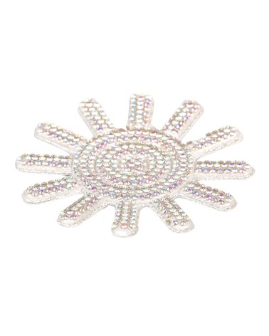 Lot de 3 motifs soleils perles thermocollant 65mm argent