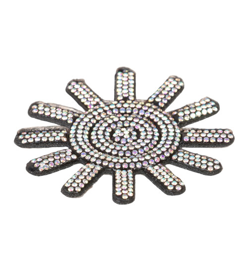 Set of 3 sun patterns iron-on beads 65mm black