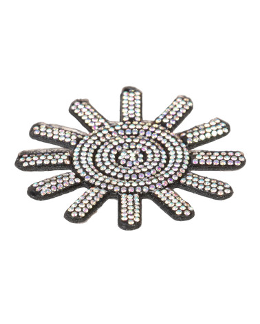 Set of 3 sun patterns iron-on beads 65mm black