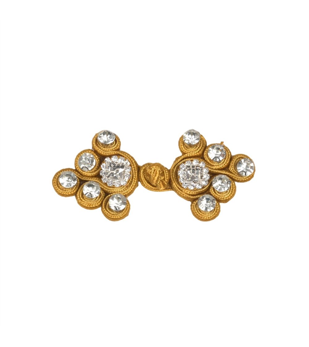Lot de 5 brandebourgs textile strass 75mm jaune maïs