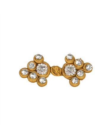 Lot de 5 brandebourgs textile strass 75mm jaune maïs