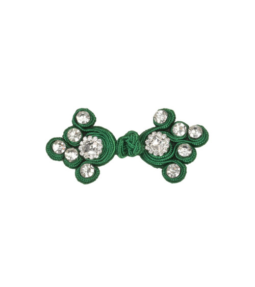 Set mit 5 Textil-Strass-Fröschen 75 mm, Kieferngrün