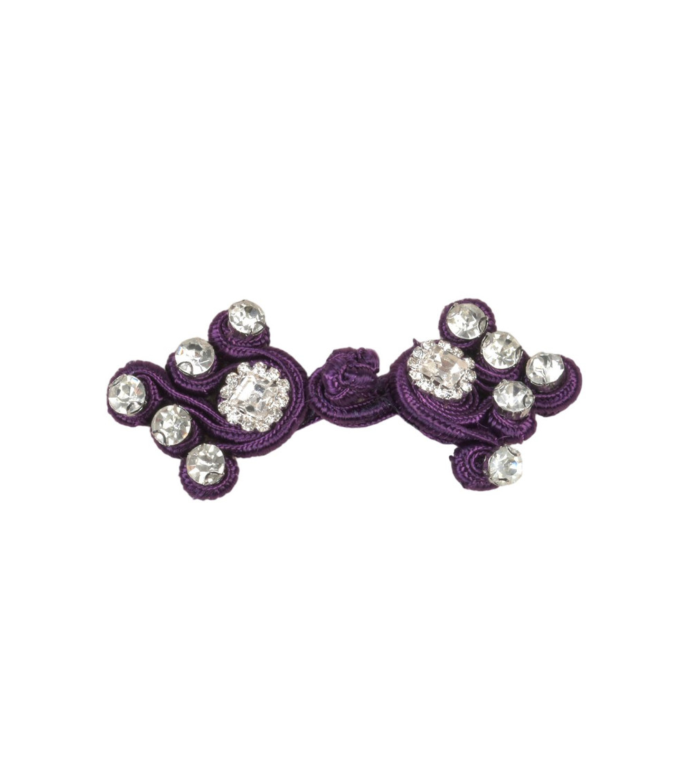 Set of 5 textile rhinestone frogs 75mm lilac purple