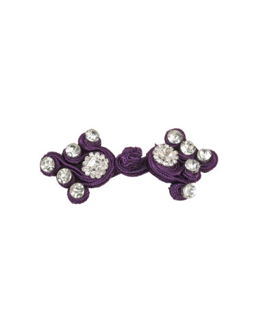 Set of 5 textile rhinestone frogs 75mm lilac purple