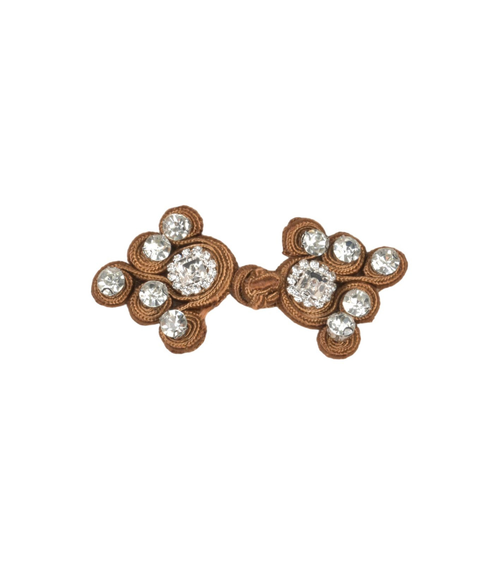 Set of 5 rhinestone textile frogs 75mm havana brown