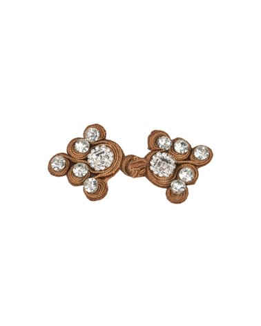 Lot de 5 brandebourgs textile strass 75mm marron havane