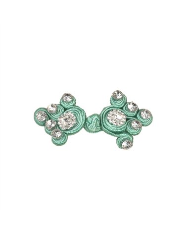 Lot de 5 brandebourgs textile strass 75mm vert clair