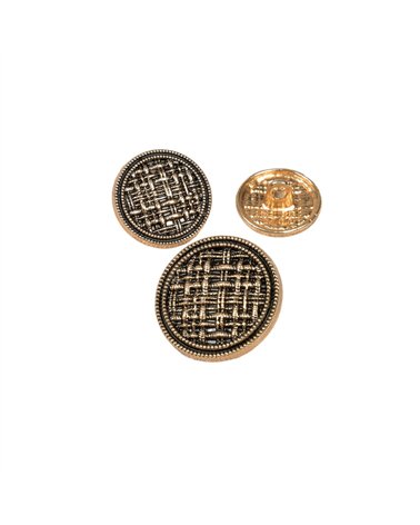 Boutons métal motif tissage or antique