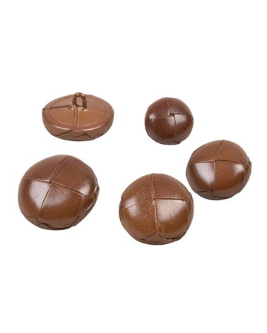 Bouton cuir véritable marron havane