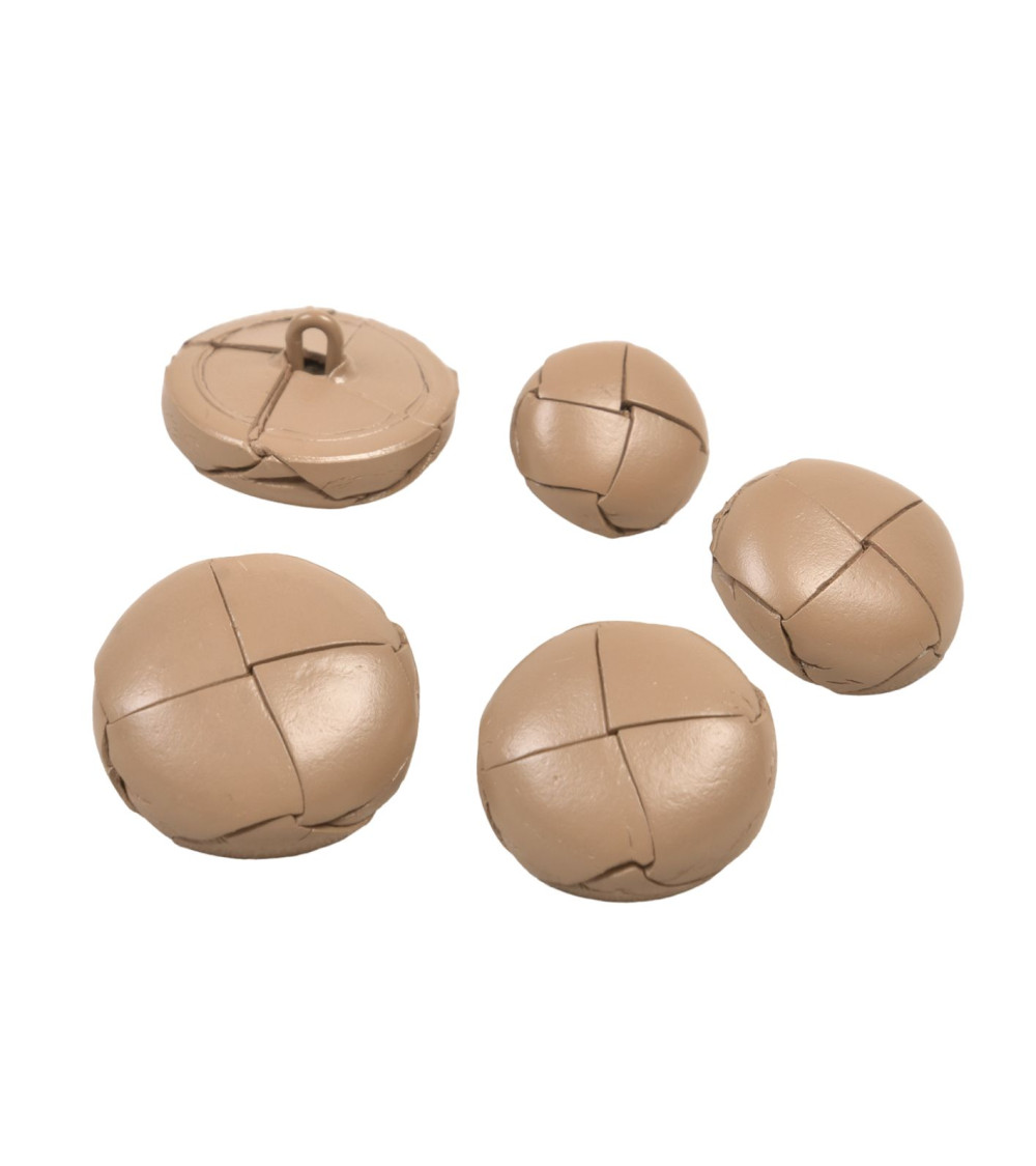 Genuine beige leather button