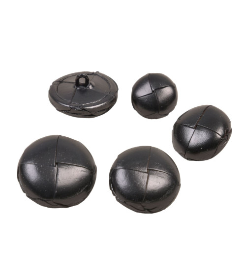 Black genuine leather button