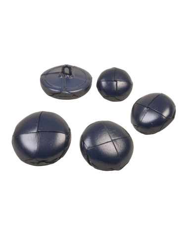 Set of 3 genuine navy blue leather buttons